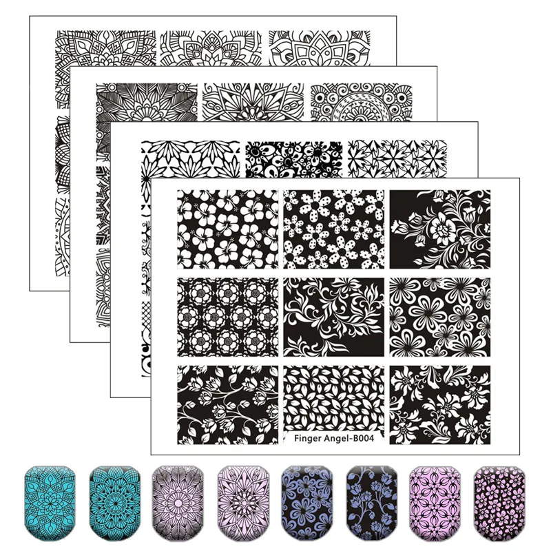 New Nail Stamping Plates Leaf Flower Print Manicure Image Templates ...