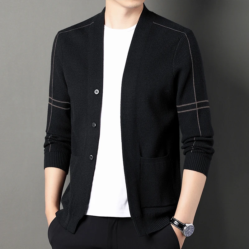 

High-end Men's Winter Sweater 2022 Cardigan Autumn Sweaters New Pure Color Classic Casual Pocket Soft Long Sleeve Fashion Korean