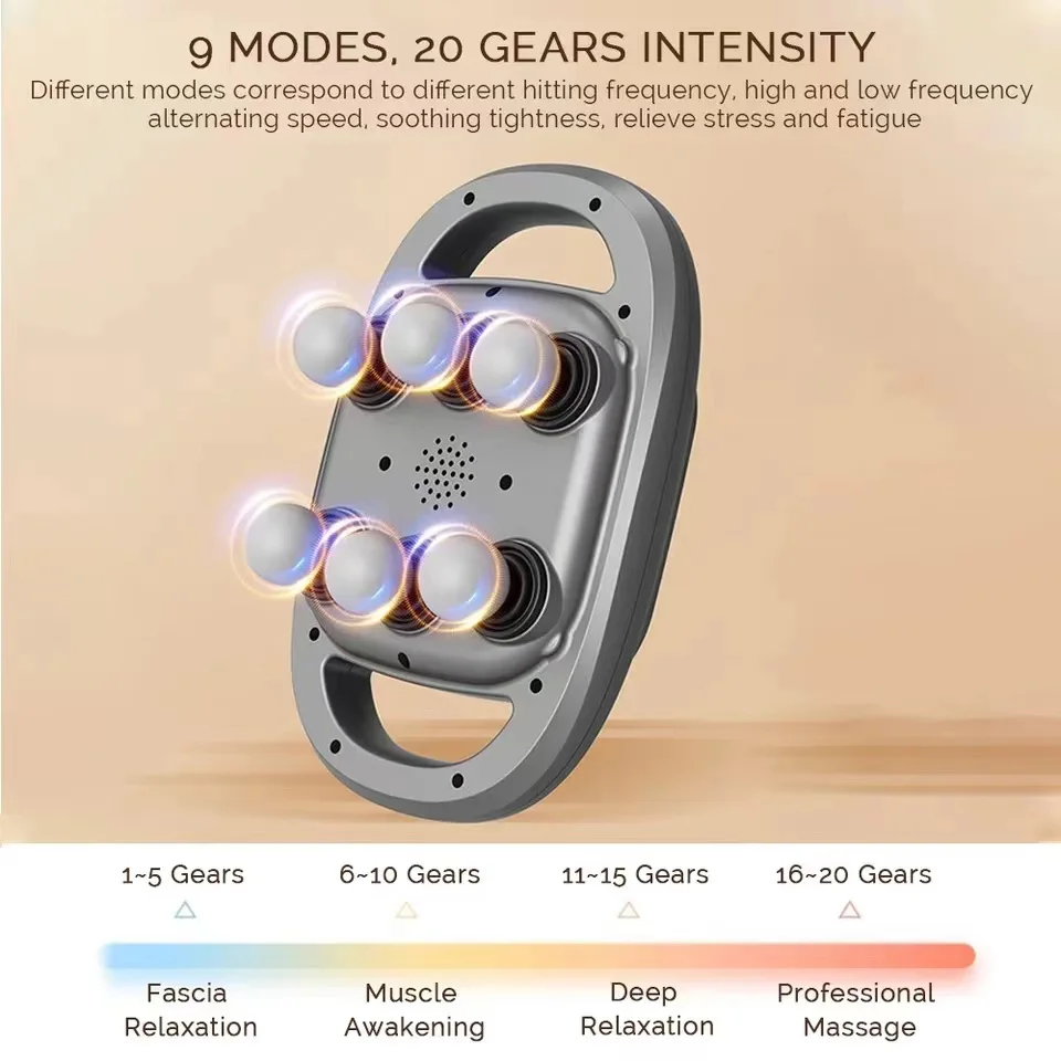 Fascia Gun Muscle Massager Gun Six Heads High Frequency Neck Waist Massage Machine Neck Shoulder Professional Fascia Massage Gun