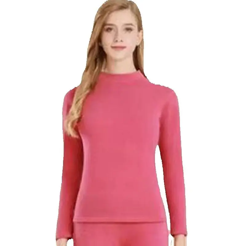 Autumn Winter Warm Comfort Mid-high Collar Thermal Underwear Sets For Women Base Thick Velvet Tops Trousers Seamless Lingerie