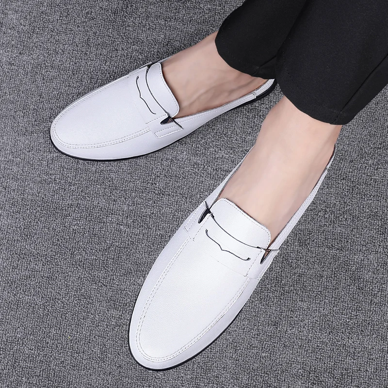Fashion Men Half Loafers Genuine Leather Slippers - Uniqwear