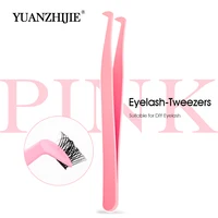 1 Pcs DIY Individual High-elasticity Portable Lashes Tweezers Pink Color Good Durability Eyelashes Beauty Tools for Beginners 1