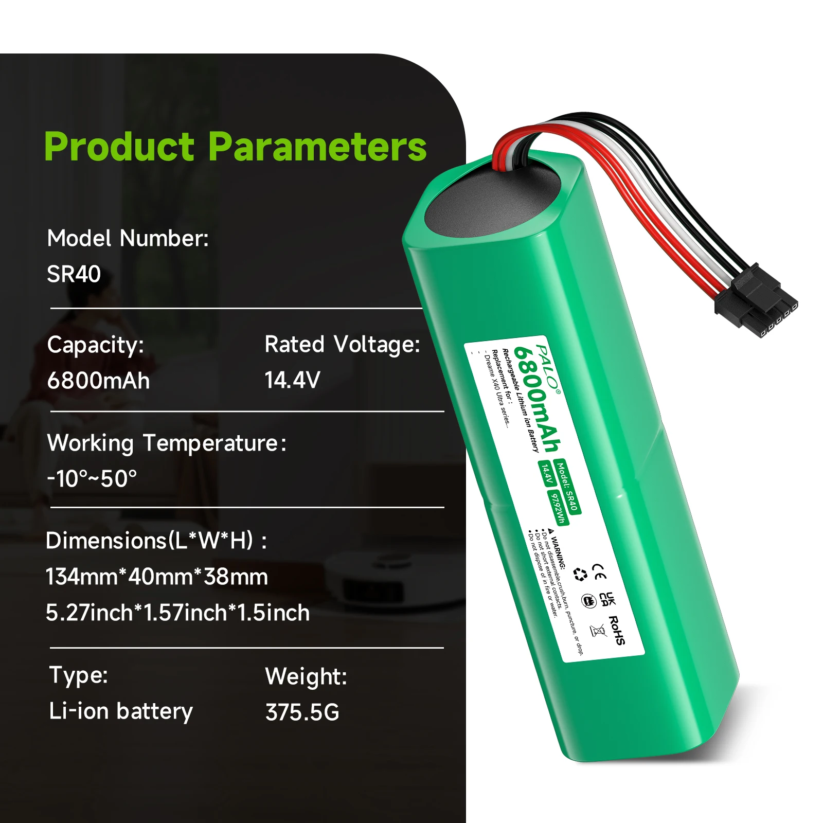 CITYORK 5600mAh/14.4V Litio Batteria Per Dreame L10 L10s D10 D10s Ultra