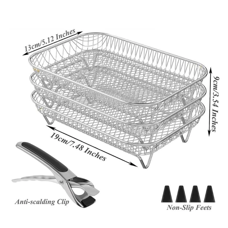 Grill Steaming Rack Rack Stainless Steel Air Fryers Accessories Air Fryers Multilayers Racks for X7XA