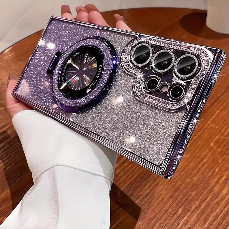 Luxury Rhinestone Glitter Magnetic Stand Phone Case
