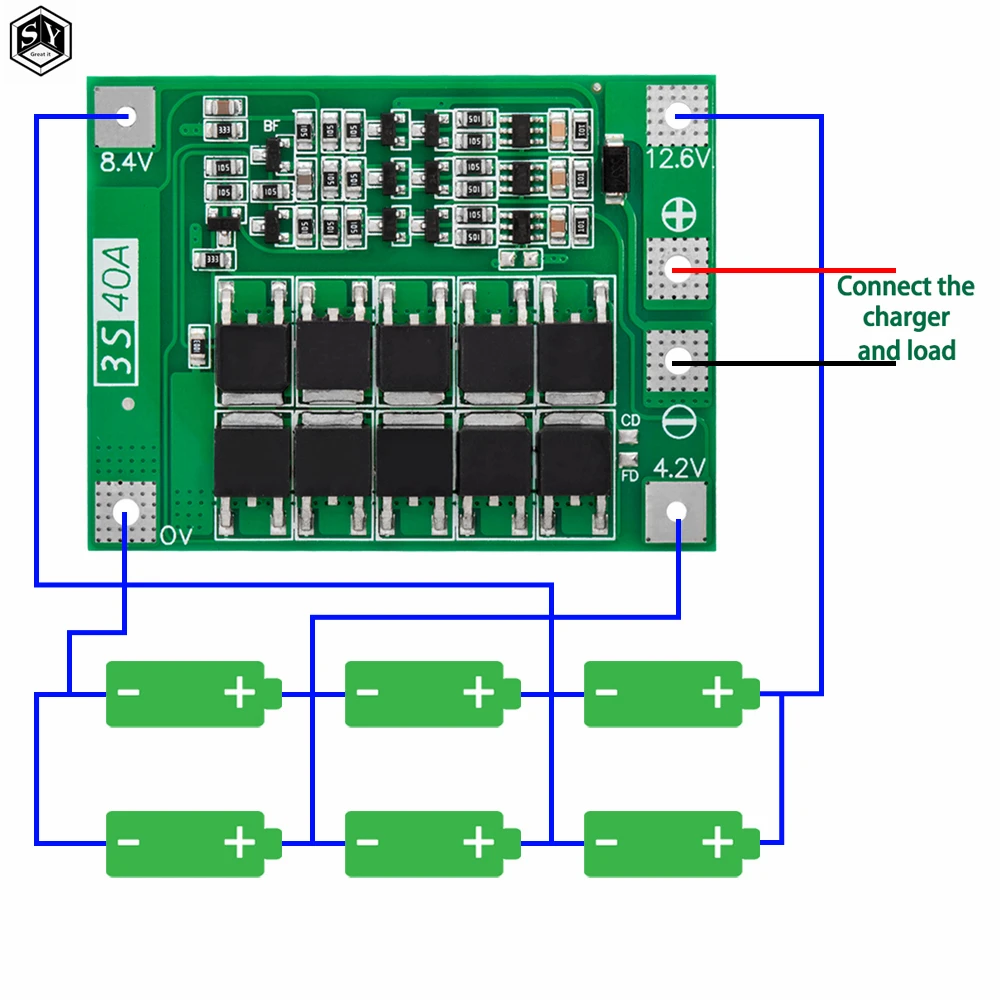 Li-ion Lithium Battery Charger Protection Board 18650 BMS 11.1V 12.6V/14.8V 16.8V For Drill Motor 3S 4S 40A 60A Enhance/Balance