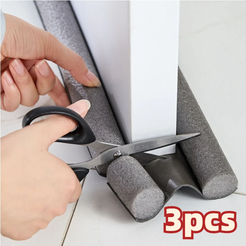 Door Bottom Sealing Strip Under Door Draft Stopper Wind Noise Acustic Foam Blocker Insects Stopper Holder