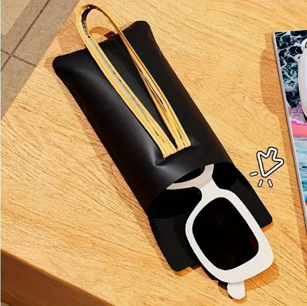 Description Picture 3 of itemJapanese leather Glasses Bag Portable Myopia Resistant Color Blocking Creative Sunglasses Sunglasses Eye Bag Storage Bag Pouch
