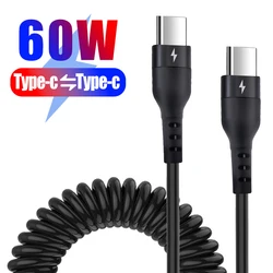 Universal Type C to Type C PD 60W Fast Charging Spring Cable - 1m (Type C to C)