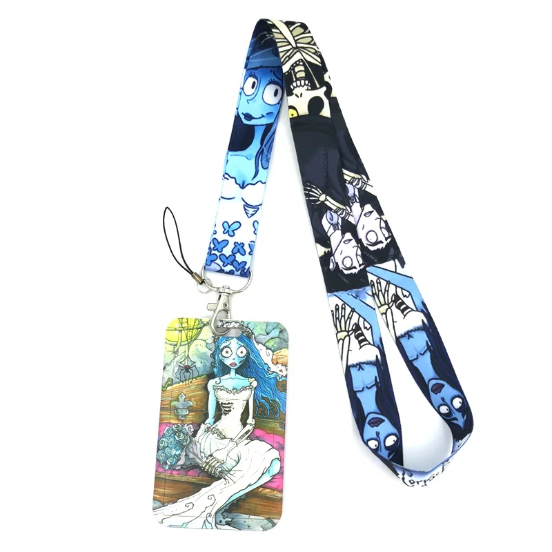 Corpse Bride Anime Lanyard Badge Holder ID Card Lanyards Mobile Phone Rope Key Lanyard Neck Straps Keychain Key Ring Decorations