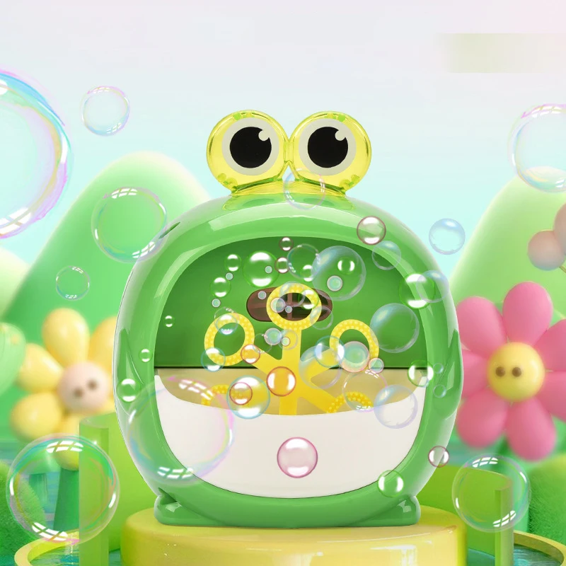 Electric Bubble ​Cartoon Frog Dinosaur Animal Shape Full Automatic Continuous Bubble Hand-held Desktop Bubble Machin
