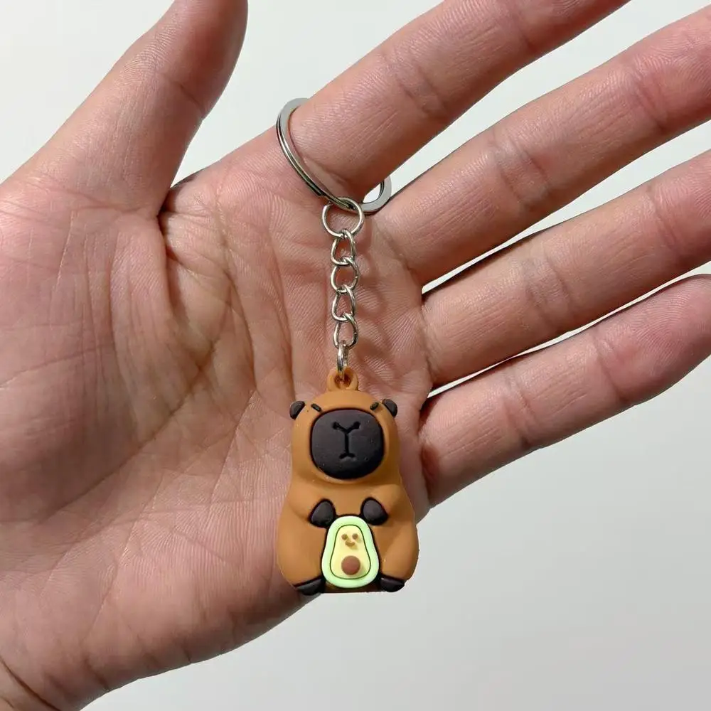 Adorable Capybara Keychain Doll - Charming PVC Soft Rubber Pendant for Backpacks and Mobile Phones
