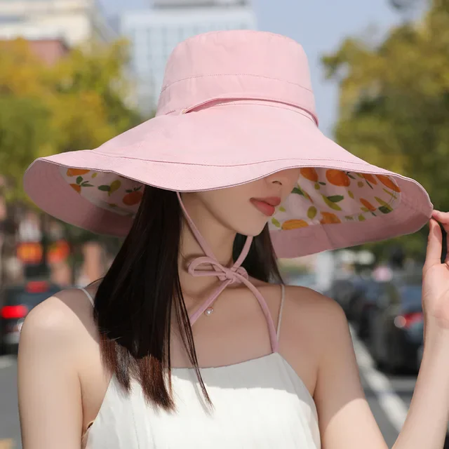 Enlarged Brim Sun Hat Double Wear Sun Hat Casual Simple Outdoor Beach Vacation