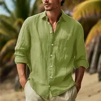 Chemise ample en Patchwork pour hommes, Station indépendante quatre saisons, grande taille, décontractée, couleur unie, vêtements quotidiens, Cardigan de dîner de plage 3