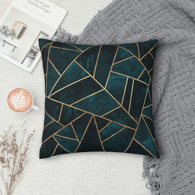 Deep Teal Stone Pillowcase Polyester Pillows Cover Cushion Comfort Throw Pillow Sofa Decorative Cushions Used for Home Bedroom