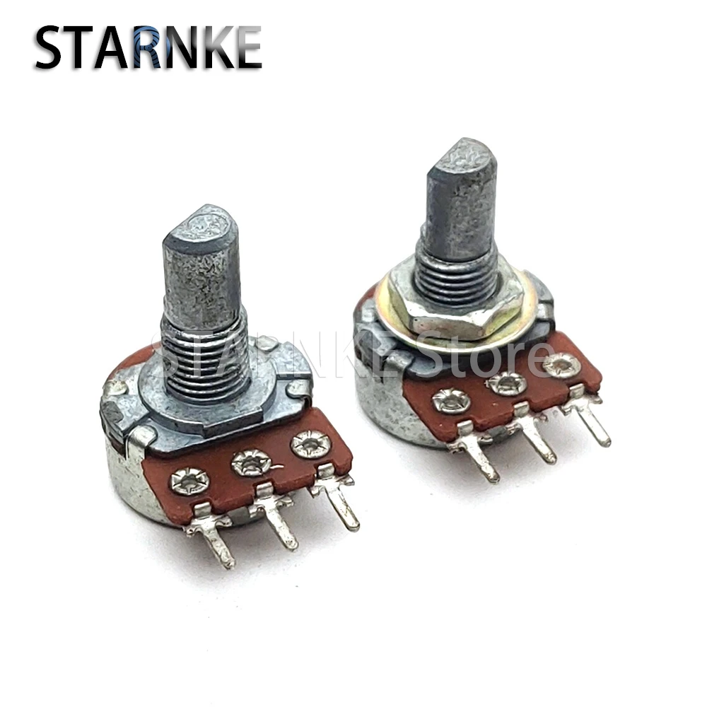 2PCS 16 Type Single B5K B50K Audio Amplifier Volume Potentiometer 3-Pin Half Shaft Length 15MM