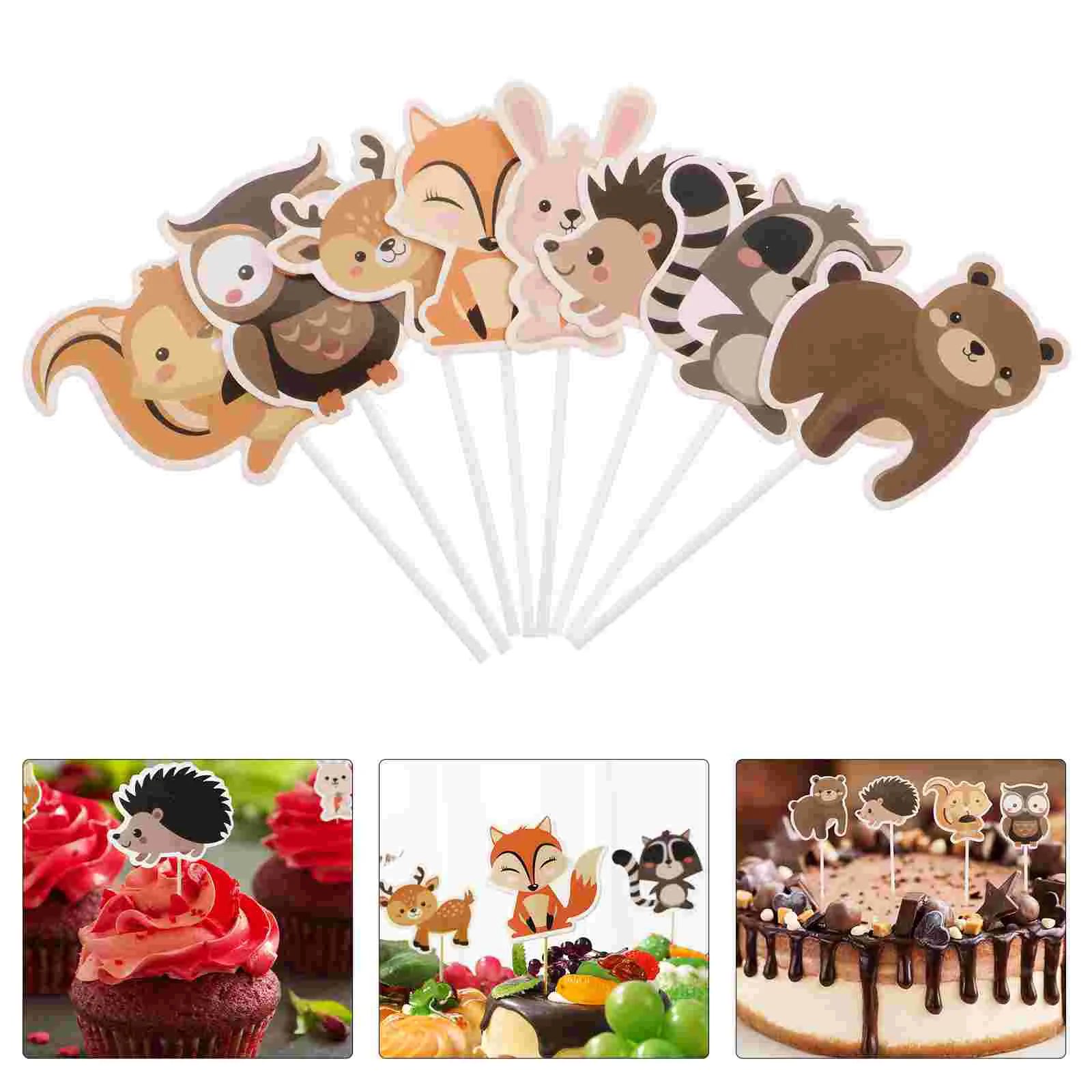

Creative Forest Animal Shape Cake Toppers Lovely Animal Cupcake Ornament Baking Decoration Accessories