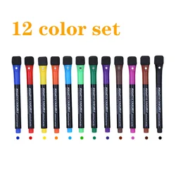 Vibrant Magnetic Fine Tip Dry Erase Markers with Eraser - Set of 8 (12 color set)