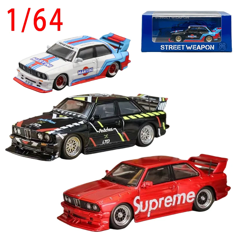 SW 다이캐스트 1/64 스케일 모델 자동차 BMW E30 M3 합금 자동차 모델 BMW LTO 놀이 차량 소년을위한 장난감 원래 상자