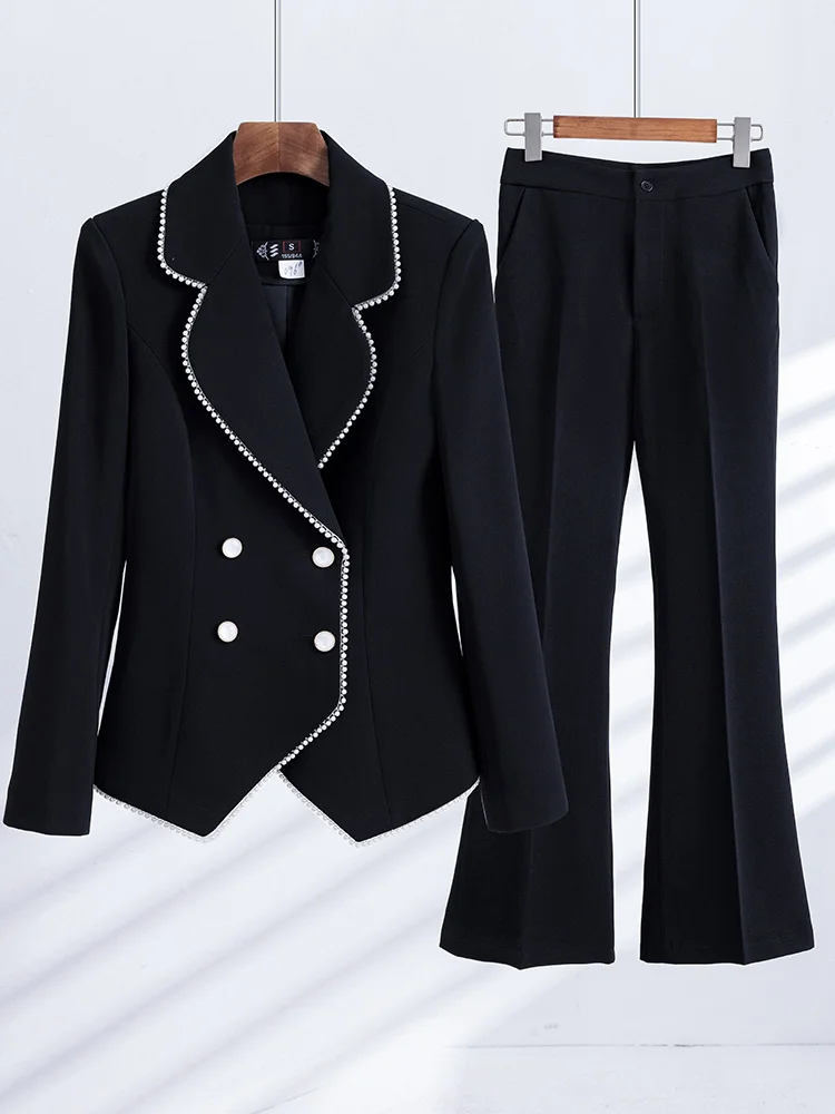 

Elegant Luxury Designer Long Sleeve Women Pants Suit Ladies Office Formal Business Work Two Piece Set Blazer Jacket Trousers