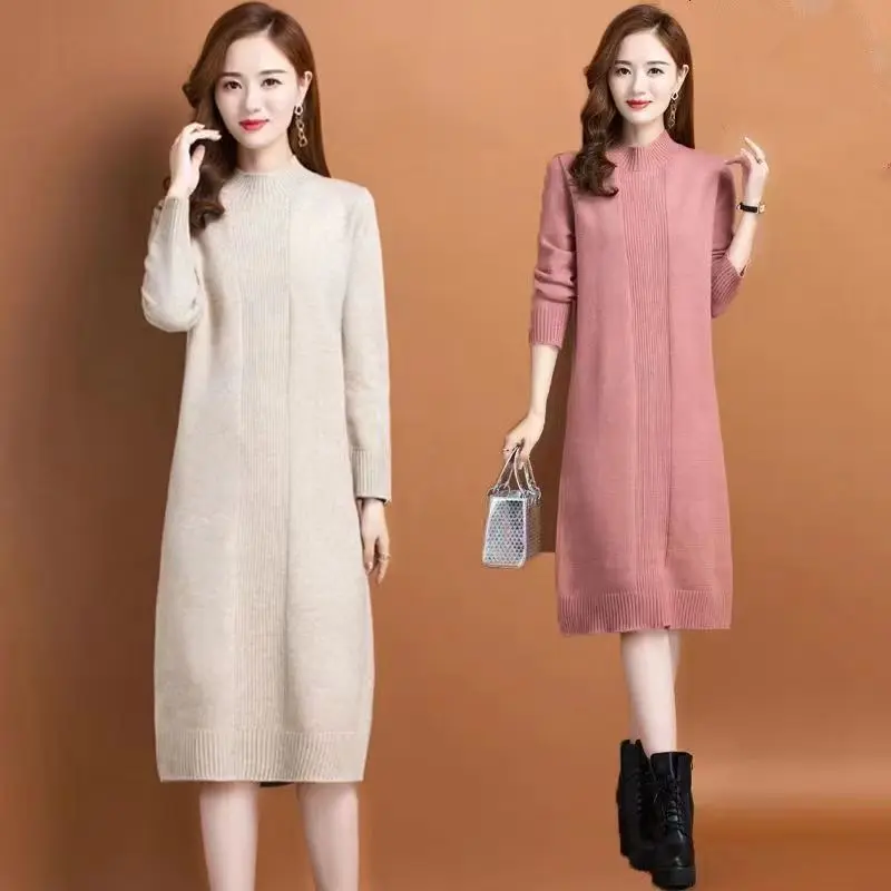 

Women Knitted Long Sleeve Sweater Dress 2022 Autumn Winter Slim Robe Dresses Ladies Elegant Party Sweater Bodycon Dress Clothes