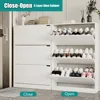 Shoe Storage Cabinet for Entryway with 3 Flip Drawers, Sturdy Wood Hidden Shoe Storage, Freestanding Narrow Slim Shoe Organizer 3