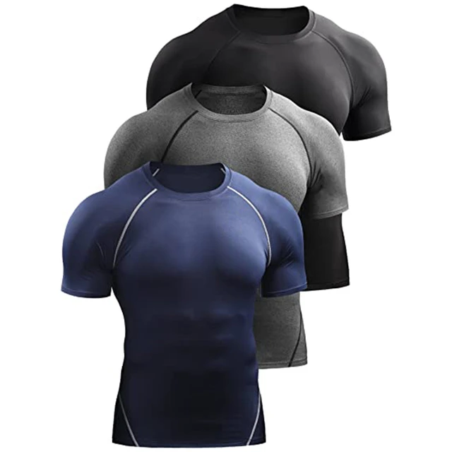 Camiseta de compresión para hombre, ropa deportiva de verano para correr,  camisetas deportivas elásticas de secado