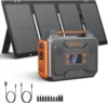 Portable Solar Generator 300W Portable Power Station with Foldable 60W Solar Panel 110V Pure Sine Wave 280Wh Lithium Battery 1