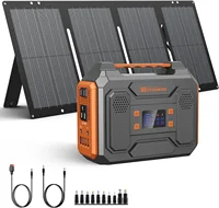 Portable Solar Generator 300W Portable Power Station with Foldable 60W Solar Panel 110V Pure Sine Wave 280Wh Lithium Battery 1