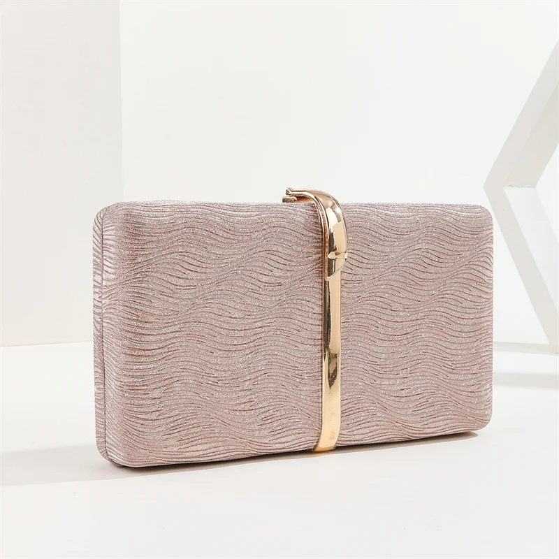 New Women Metal Evening Clutch Bags Wedding Banquet Shoulder Bags Mini Wallets With Chain Fashion Purse 2 Colors Drop Shipping