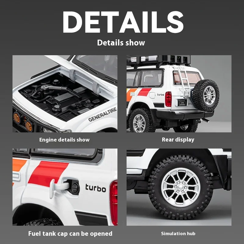 1:24 Toyota Land Cruiser LC80 SUV Alloy Diecast Model Sound