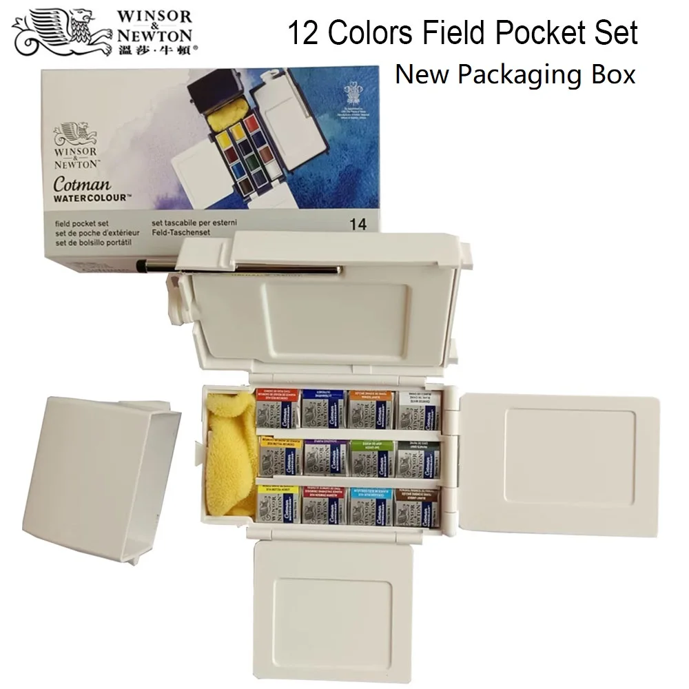 Winsor & Newton Field Box 12 Colors Half Pans Water Color Paints Watercolor Pigment watercolor painting set,watercolor paint,watercolor pigment