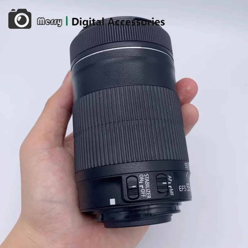 95% 새 상품  EF-S 55-250mm f/4-5.6 IS STM 망원 줌 렌즈, 캐논 EOS APS-C DSLR 카메라용 손떨림 방지 카메라 렌즈