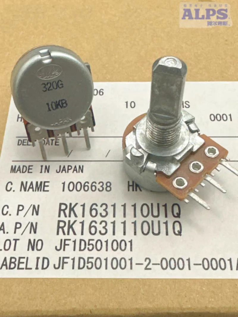 1pcs Single loop rotary potentiometer RK16 B10K 3Pin shaft length 20mm Audio volume adjustment
