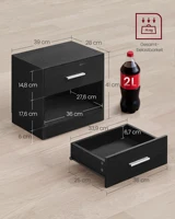 Прикроватный столик VASAGLE, прикроватный столик, прикроватный столик с выдвижной ручкой и открытым отсеком, журнальный столик для спальни, гостиной, классический, черный — изображение 5