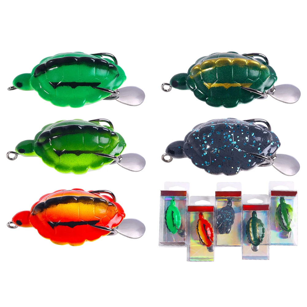 

Soft Bait Frog Turtles Bait Floating Thunderfrog Noise Sequin Black Fishs 5.5*2cm Fishing Tools For Salt Water Fresh Water