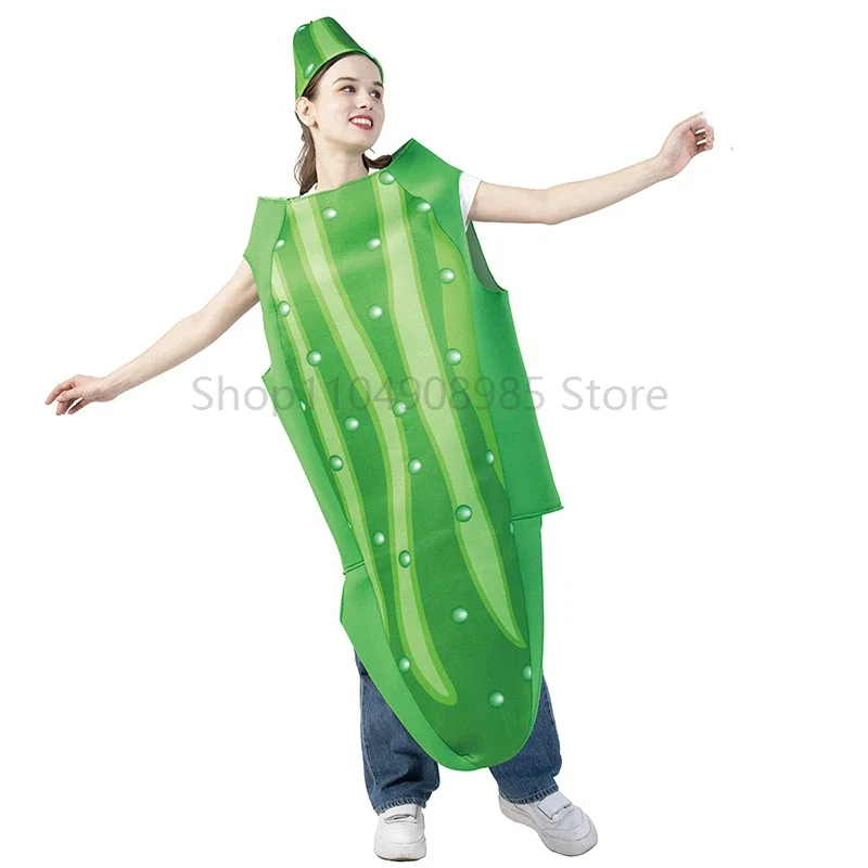 Costumi da Cetriolo per Adulti, Abiti Divertenti per Carnevale, Feste a Tema Cibo, Travestimenti Divertenti, Costume da Frutta - immagine 4