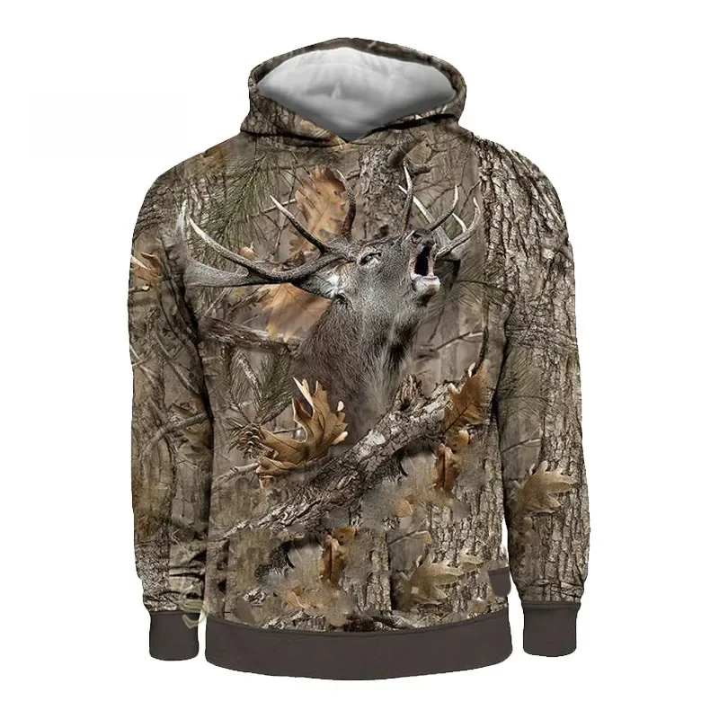 

2023 Animal Fashion Hip-hop Street Style 3d Hoodie Sweater Men and Women Casual Hooded Camouflage Hunting Moose Plus Size Tops