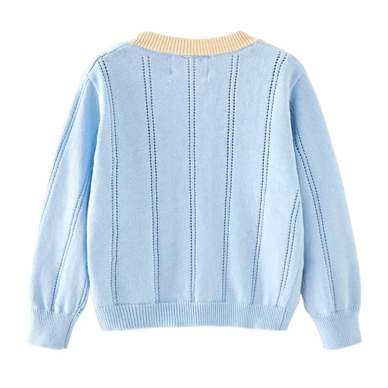 0-4yrs Spring Boys Outerwear for Kids Blue V-neck Girls Cardigan Sweater Jacket Cotton Boy Coat 1 2 3 4 Year Kids Clothes 225431