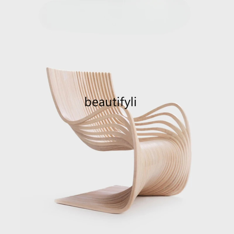 

Nordic Minimalism Rest Chair Italian Solid Wood Armchair Creative Recliner Villa Leisure Chair