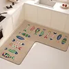L-shaped Corner Kitchen Carpet Cartoon Minimalist PVC Floor Mat Fish Pattern Waterproof Oil-proof Rug Non-slip Easy-care Mats IG 1
