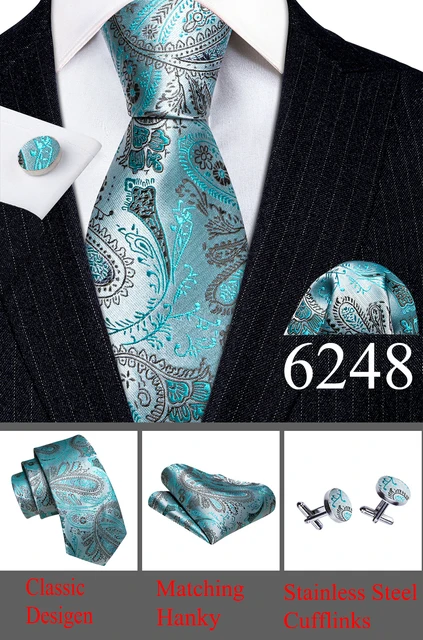 Set Cravatta Uomo Elegante Con Gemelli E Fazletto - Regalo Matrimonio Perfetto - Foto 7
