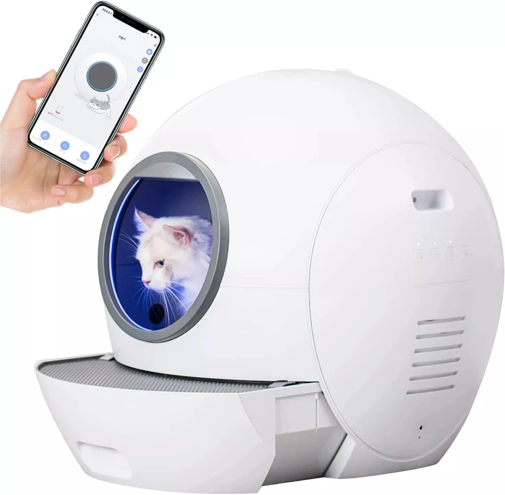 2022 자동 고양이 화장실 자동 청소 고양이 샌드 박스 스마트 배변 상자 폐쇄 트레이 화장실 회전 훈련 분리형 변기