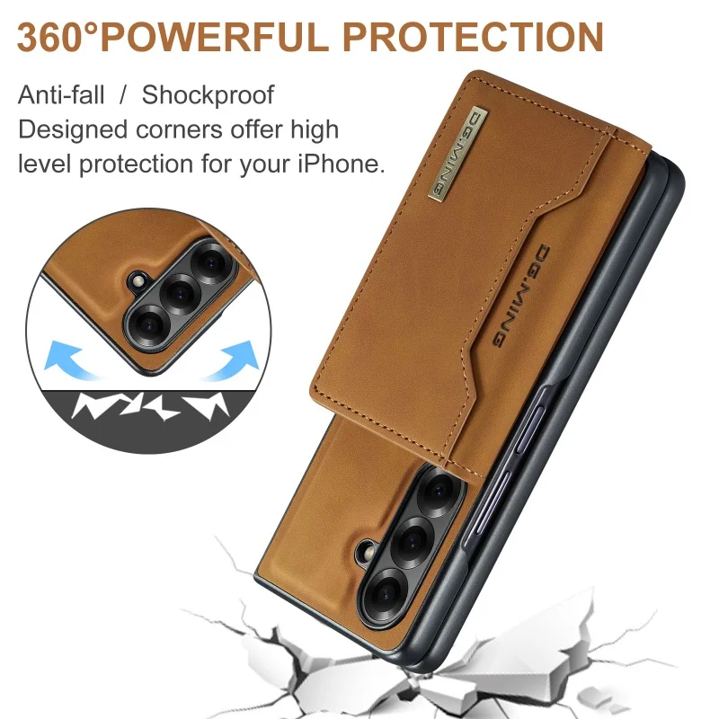 DG.MING Leather Wallet Phone Case with Card Holder and Cover