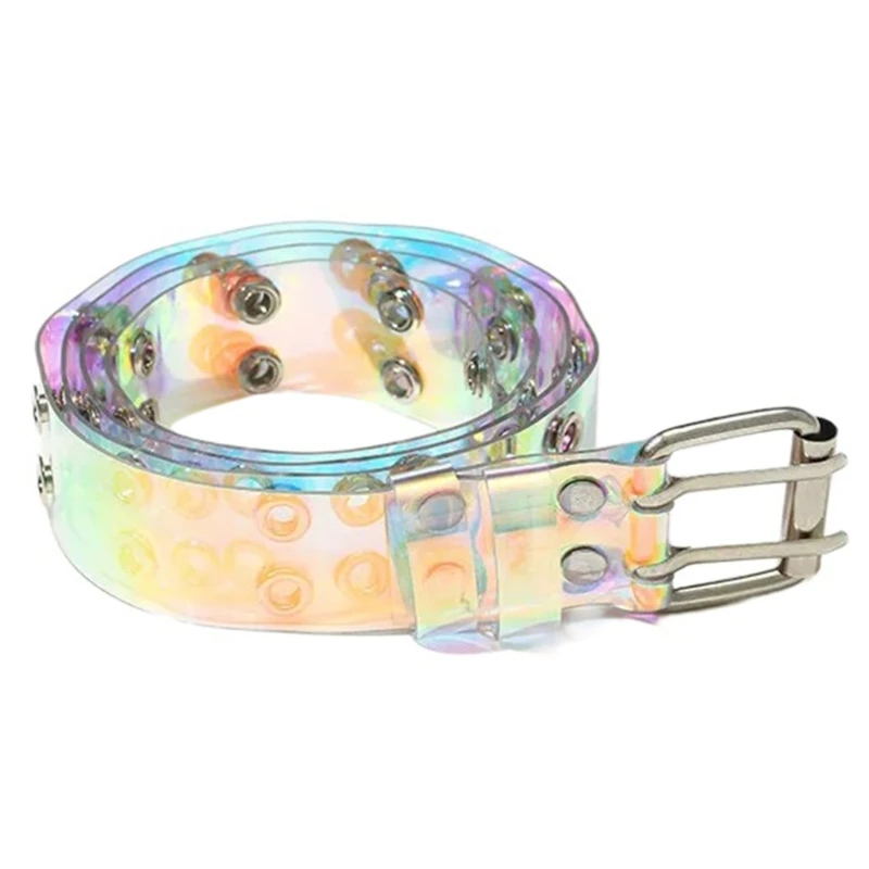 

Adult Transparent Waist Belt with Adjustable Double Pin Buckle Waistband Clear Waist Belts for Rock Fan Wear Resistant
