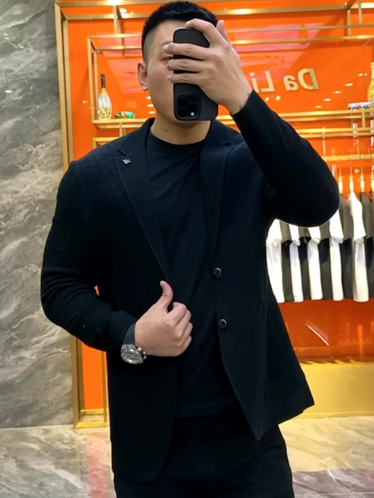 

Fashion early spring new men's high-end casual business blazer fashion and versatile trend DY5730