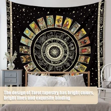 

Tarot Card Tapestry Wheel of the Zodiac Astrology Chart & the Major Arcana Tarot Sun and Moon Wall Hanging Home Decor 73x95CM