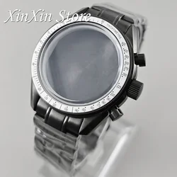 Elegant 39.7mm Red Bezel Speedmaster Watch Case with Quartz Movement Compatibility for 20mm Steel Band and 32.5mm Dial (Silver Bezel B1)