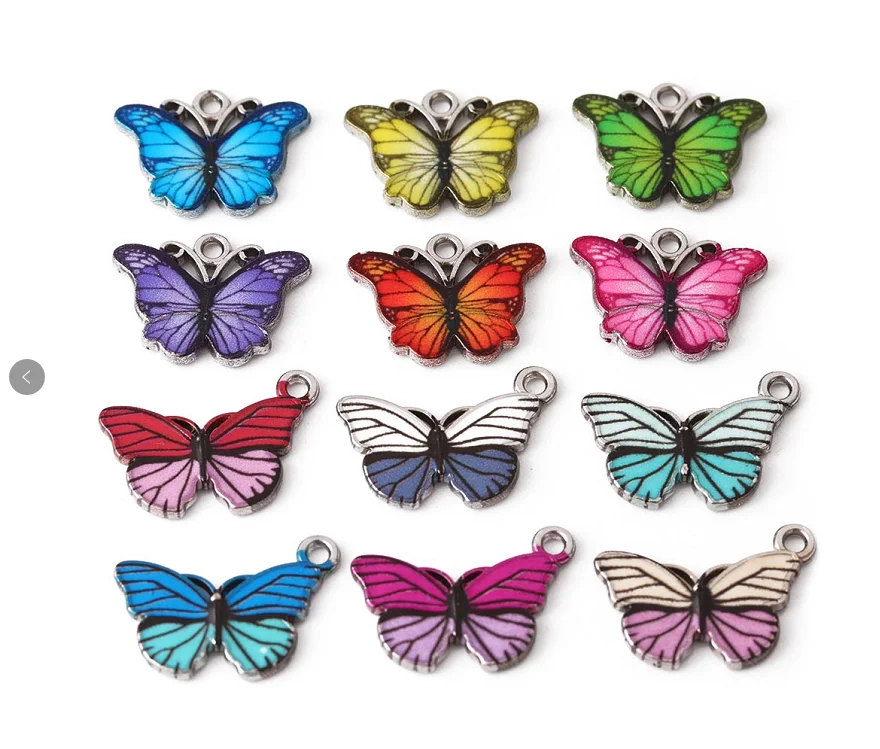 10pcs Colorful Animal Butterfly Charms Pendant Enamel Metal Charms For Jewelry Making Necklace