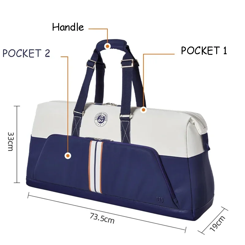 Wilson 2023 Navy 4-6pcs Tennis Racket Bag Super Tour Nylon Large Tennis Bag for 5 Racquets With Two Compartment 3